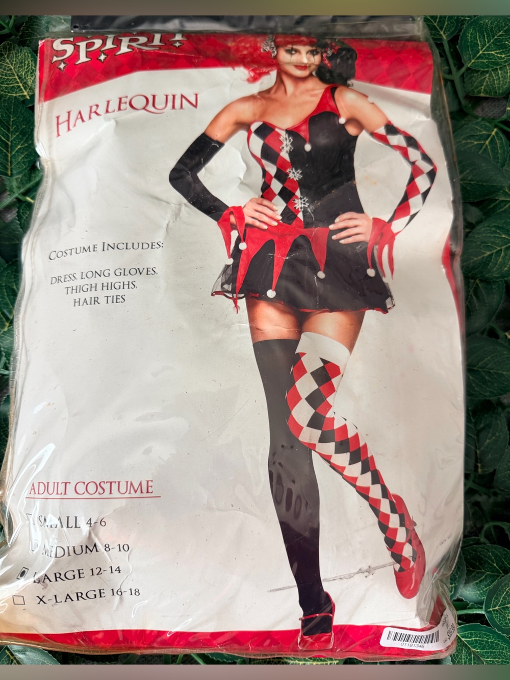 Spirit Harlequin Costume in Red, Black & White